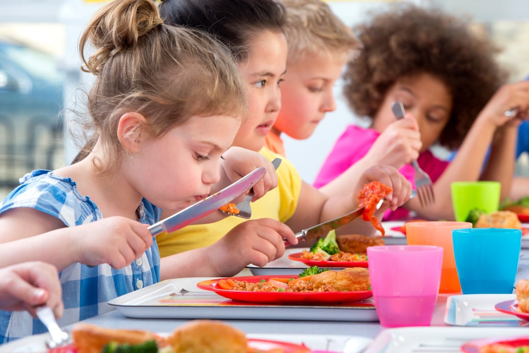 Children Eating School Dinners